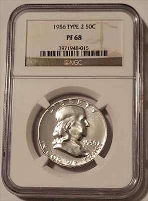1956 Franklin Half Dollar Type 2 Proof PF68 NGC