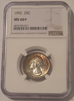 1952 Washington Quarter MS66+ NGC Toned