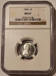 1943 Lincoln Wheat Steel Cent MS67 NGC