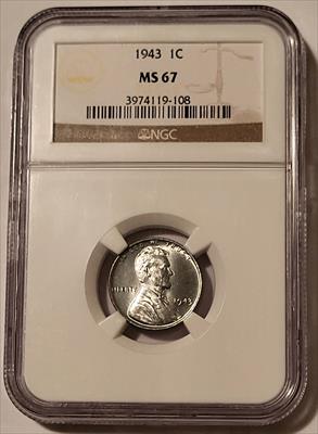 1943 Lincoln Wheat Steel Cent MS67 NGC