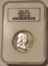 1960 Franklin Half Dollar Proof PF67 Cameo NGC OH Light Patina