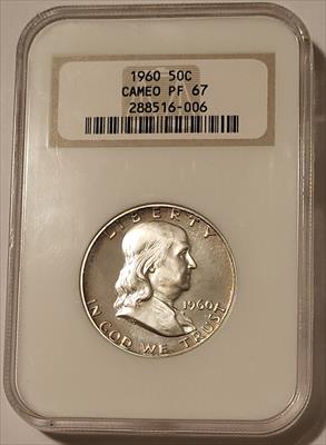 1960 Franklin Half Dollar Proof PF67 Cameo NGC OH Light Patina