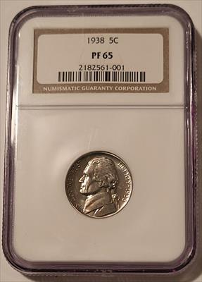1938 Jefferson Nickel PF65 NGC Low Proof Mintage