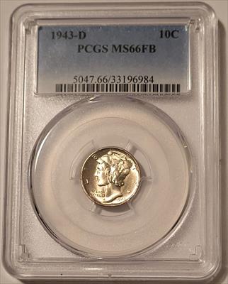 1943 D Mercury Dime MS66 FB PCGS