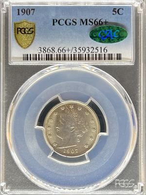 1907 Liberty Nickel MS66+ PCGS CAC