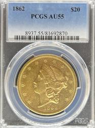 1862 $20 Liberty AU55 PCGS