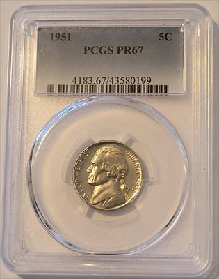 1951 Jefferson Nickel PR67 PCGS Low Proof Mintage