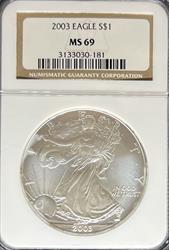 2003 Silver Eagle MS69 NGC