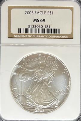 2003 Silver Eagle MS69 NGC