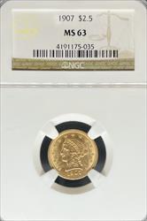 1907 $2.5 Liberty MS63 NGC