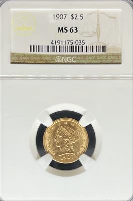 1907 $2.5 Liberty MS63 NGC