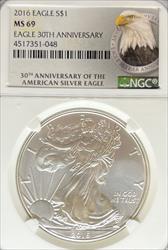 2016 Silver Eagle MS69 NGC 30th Anniversary