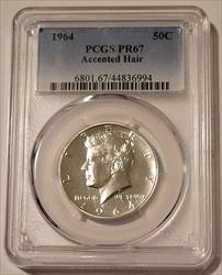 1964 Kennedy Silver Half Dollar Accented Hair Proof PR67 PCGS