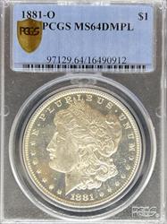 1881-O Morgan Dollar MS64DMPL PCGS