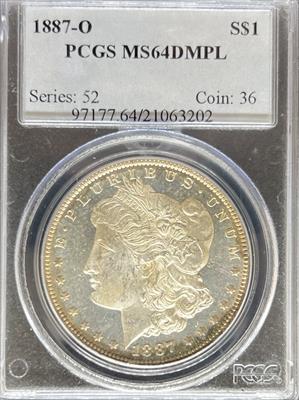 1887-O Morgan Dollar MS64DMPL PCGS