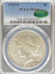 1925-S Peace Dollar MS64 PCGS CAC