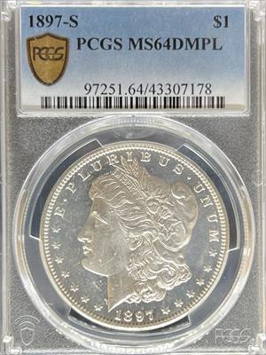 1897-S Morgan Dollar MS64DMPL PCGS