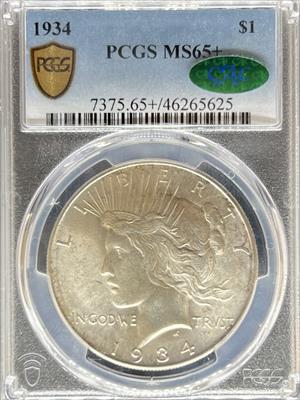 1934 Peace Dollar MS65+ PCGS CAC