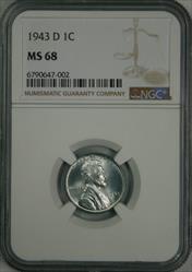 1943-D Lincoln Cent MS68 NGC