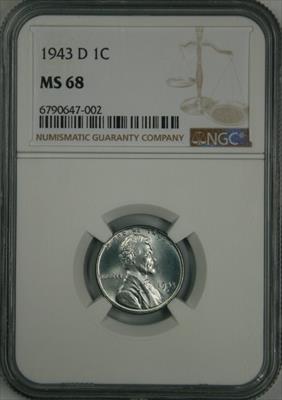 1943-D Lincoln Cent MS68 NGC