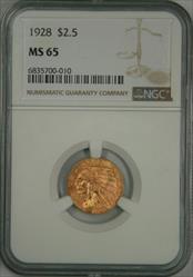 1928 $2.5 Indian MS65 NGC