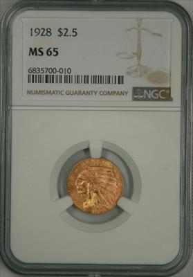 1928 $2.5 Indian MS65 NGC