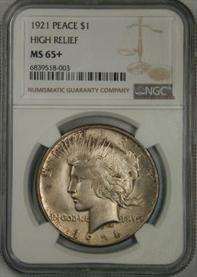 1921 Peace Dollar MS65+ NGC