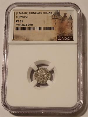 Hungary Ludwig I (1342-82) Silver Denar VF35 NGC
