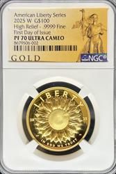 2025-W G$100 HR American Liberty Sunflower PF70UCAM NGC FDI