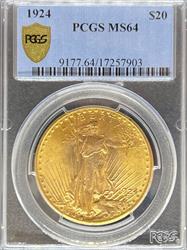1924 $20 St Gaudens MS64 PCGS