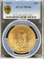 1923 $20 St Gaudens MS64 PCGS