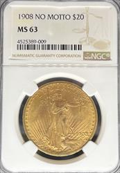 1908 NM $20 St Gaudens MS63 NGC