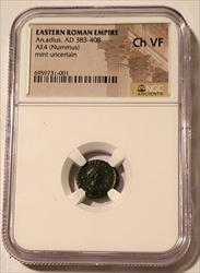 Eastern Roman Empire Arcadius AD 383-408 AE4 Nummus Ch VF NGC