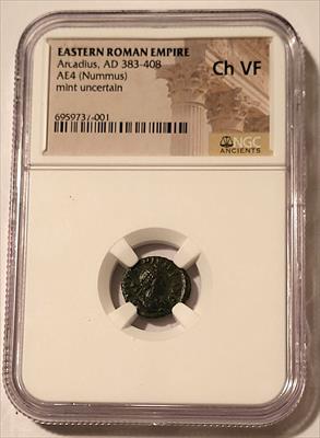 Eastern Roman Empire Arcadius AD 383-408 AE4 Nummus Ch VF NGC