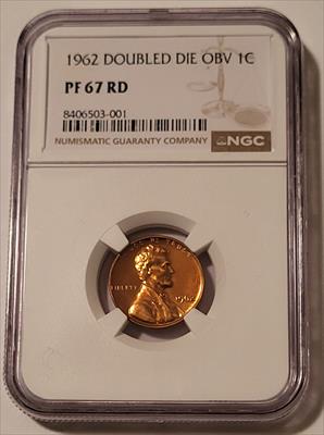 1962 Lincoln Memorial Cent Doubled Die Obverse Proof PF67 RED NGC