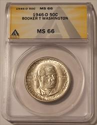1946 D Booker T Washington Commemorative Silver Half Dollar MS66 ANACS