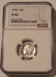 1950 Roosevelt Dime PF66 NGC Low Proof Mintage