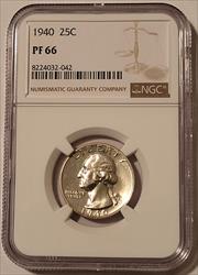 1940 Washington Quarter PF66 NGC Low Proof Mintage