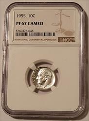 1955 Roosevelt Dime Proof PF67 Cameo NGC