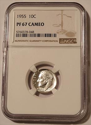 1955 Roosevelt Dime Proof PF67 Cameo NGC