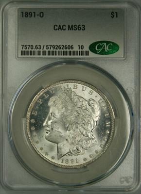 1891-O Morgan Dollar MS63 CACG