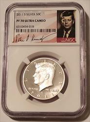 2011 S Silver Kennedy Half Dollar Proof PF70 UC NGC Portrait Label
