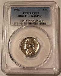 1956 Jefferson Nickel DDO FS-102 Proof PR67 PCGS