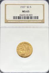 1927 $2.5 Indian MS65 NGC