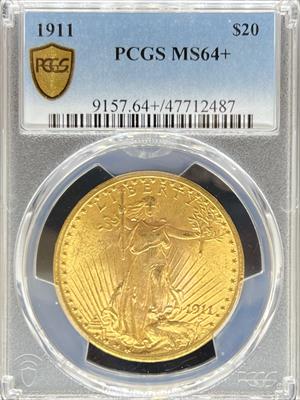 1911 $20 St Gaudens MS64+ PCGS