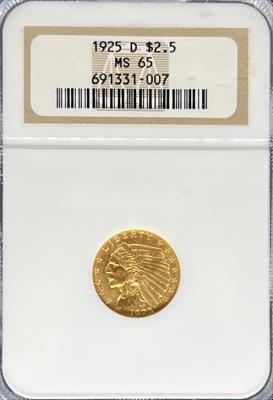 1925-D $2.5 Indian MS65 NGC