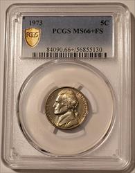 1973 Jefferson Nickel MS66+ FS PCGS GSH Nice Toning
