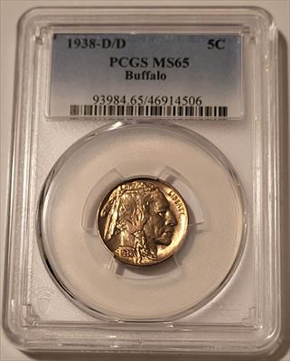 1938 D/D Buffalo Nickel MS65 PCGS Nice Patina