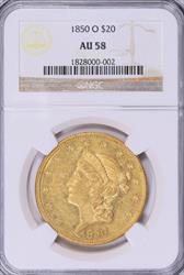 1850-O $20 Liberty AU58 NGC