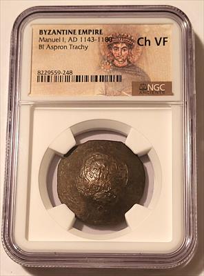 Byzantine Empire Manuel I AD 1143-1180 BI Aspron Trachy Ch VF NGC